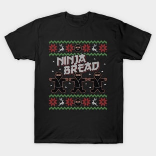 Ugly Christmas Sweater Ninja Bread Gingerbread Man T-Shirt